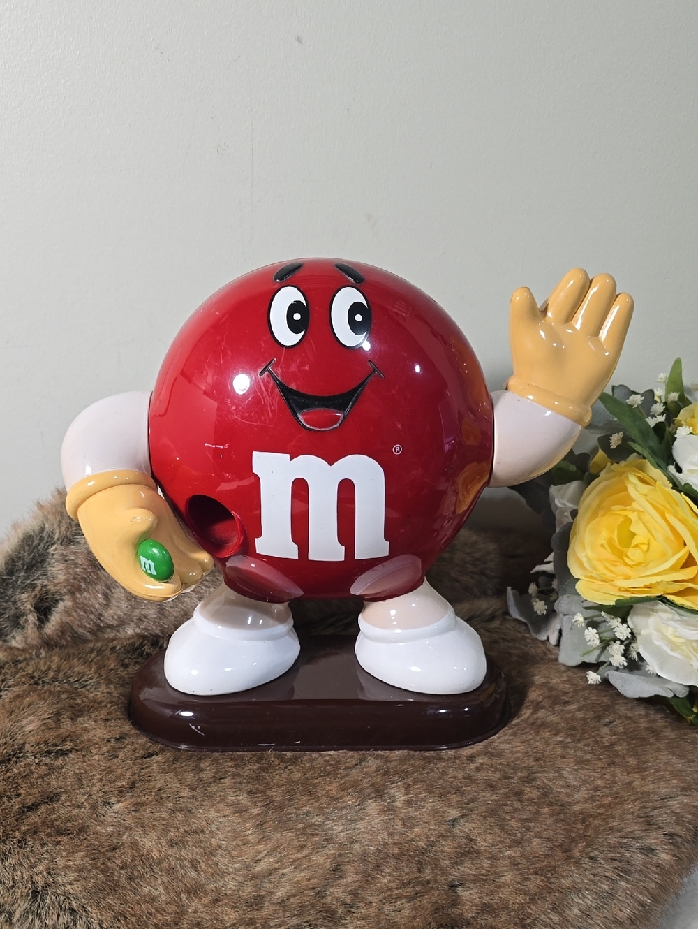 M&M'S Red Character Candy Dispenser with Yellow Gloves